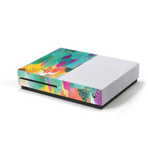 Etta Vee Turquoise Brush Stroke Xbox One S Console Skin