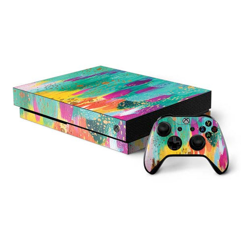Etta Vee Turquoise Brush Stroke Xbox One X Bundle Skin