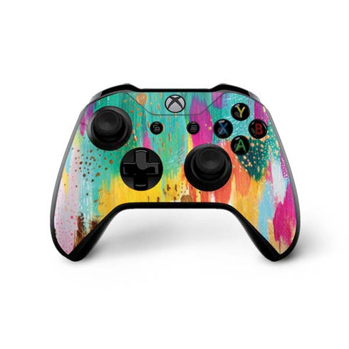 Etta Vee Turquoise Brush Stroke Xbox One X Controller Skin