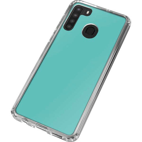 Turquoise Blue Solid Galaxy A21 Clear Case