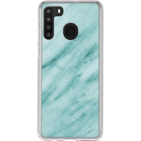 Turquoise Marble Galaxy A21 Clear Case