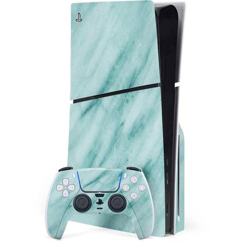 Turquoise Marble PS5 Slim Disk Bundle Skin