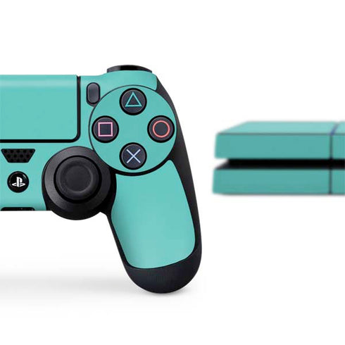 Turquoise Blue Solid PS4 Console and Controller Bundle Skin