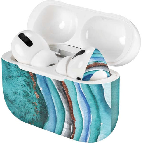 Turquoise Watercolor Geode Apple AirPods Pro Skin