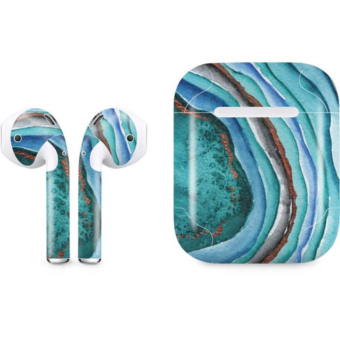 Turquoise Watercolor Geode Apple AirPods Skin