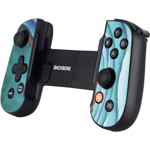 Turquoise Watercolor Geode Backbone One for iPhone Game Controller Skin