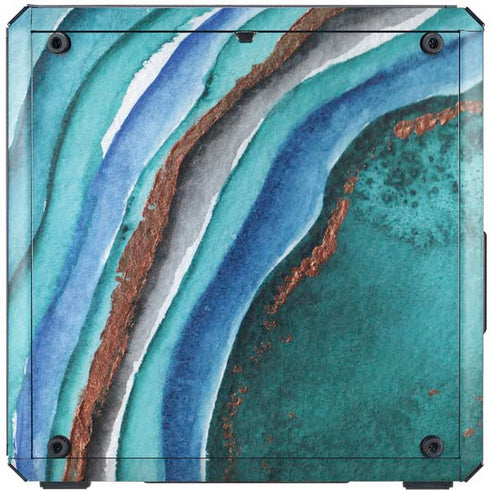 Turquoise Watercolor Geode Cooler Master MasterBox Q300L Mini Tower Skin