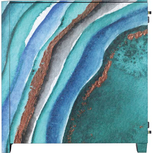 Turquoise Watercolor Geode Corsair 4000D Tempered Glass Mid-Tower ATX Case Skin