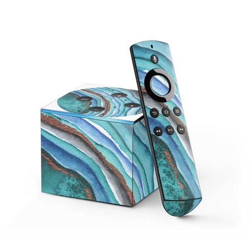 Turquoise Watercolor Geode Fire TV Cube Skin