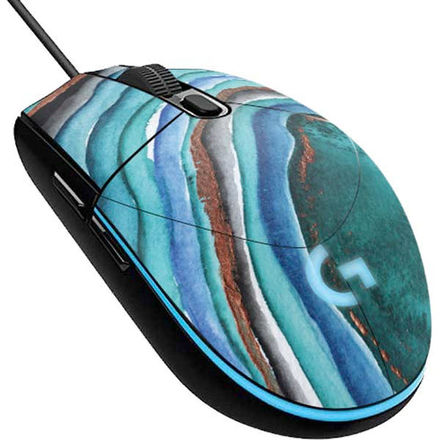 Turquoise Watercolor Geode G203 Prodigy RGB Wired Gaming Mouse Skin