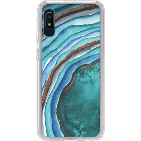 Turquoise Watercolor Geode Galaxy A10e Clear Case