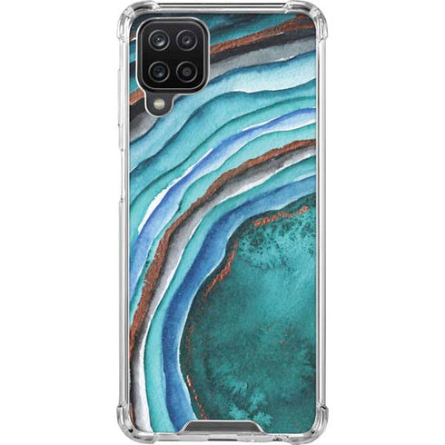 Turquoise Watercolor Geode Galaxy A12 Clear Case