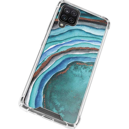 Turquoise Watercolor Geode Galaxy A12 Clear Case