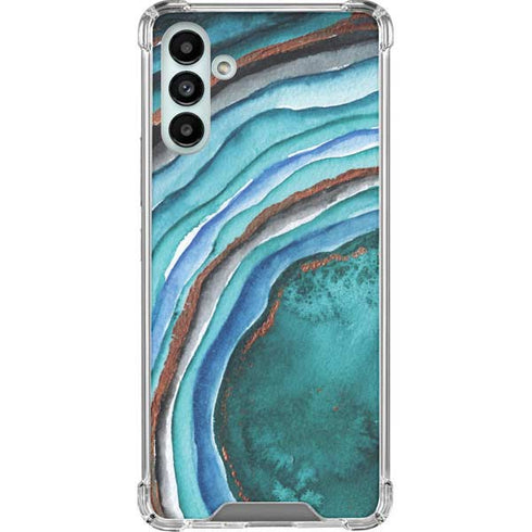 Turquoise Watercolor Geode Galaxy A13 5G Clear Case