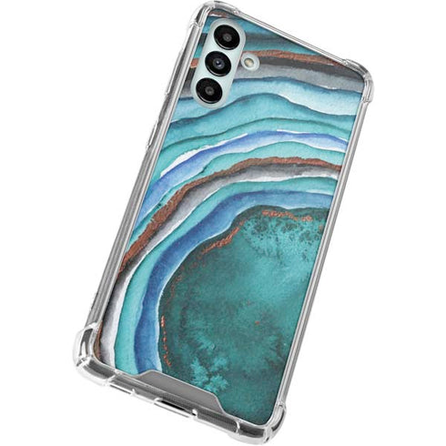 Turquoise Watercolor Geode Galaxy A13 5G Clear Case