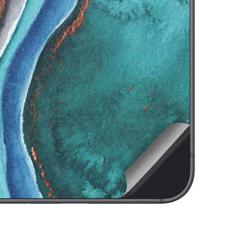 Turquoise Watercolor Geode Galaxy A14 5G Skin