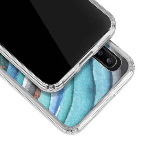 Turquoise Watercolor Geode Galaxy A20 Clear Case