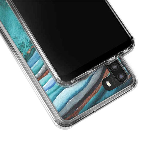 Turquoise Watercolor Geode Galaxy A21 Clear Case