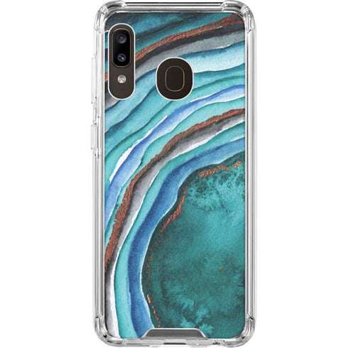 Turquoise Watercolor Geode Galaxy A30 Clear Case