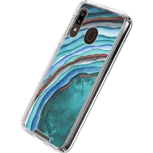 Turquoise Watercolor Geode Galaxy A30 Clear Case