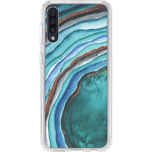 Turquoise Watercolor Geode Galaxy A50 Clear Case