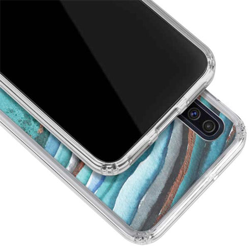 Turquoise Watercolor Geode Galaxy A50 Clear Case
