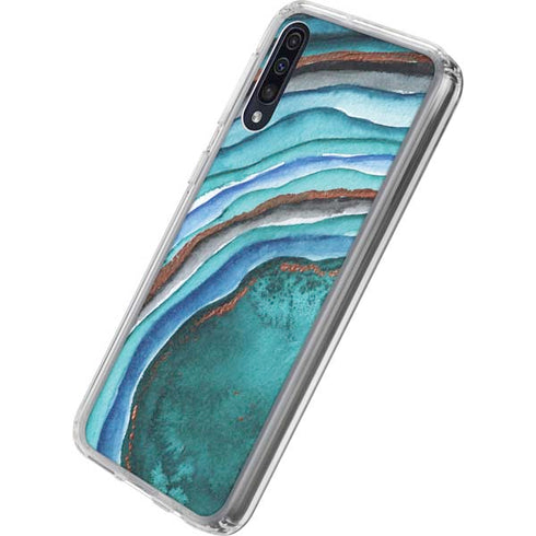 Turquoise Watercolor Geode Galaxy A50 Clear Case