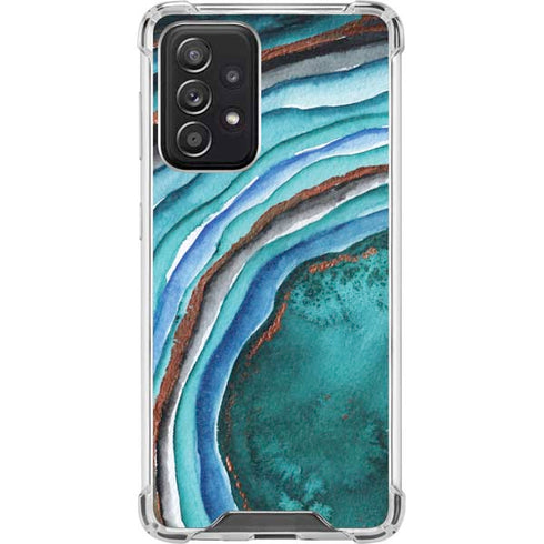 Turquoise Watercolor Geode Galaxy A52 5G Clear Case