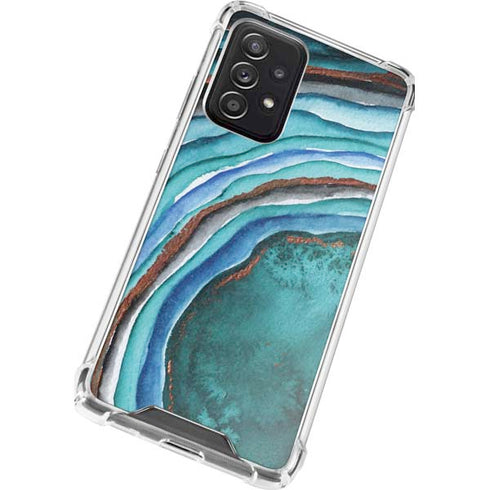 Turquoise Watercolor Geode Galaxy A52 5G Clear Case