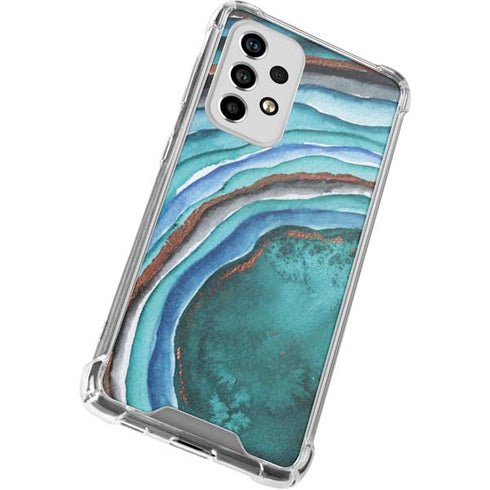 Turquoise Watercolor Geode Galaxy A53 5G Clear Case