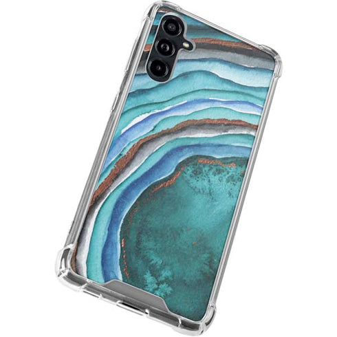 Turquoise Watercolor Geode Galaxy A54 5G Clear Case