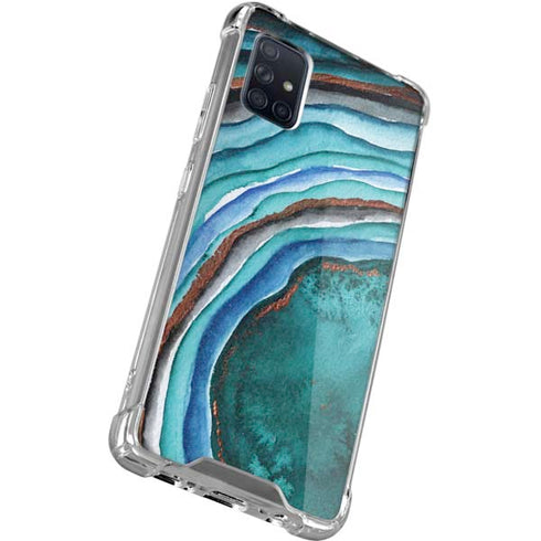 Turquoise Watercolor Geode Galaxy A71 5G Clear Case