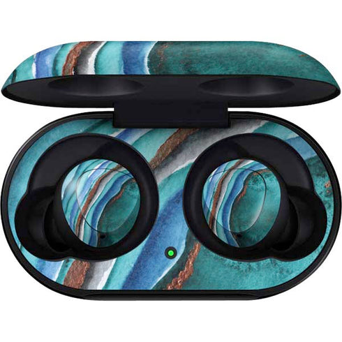 Turquoise Watercolor Geode Galaxy Buds Skin