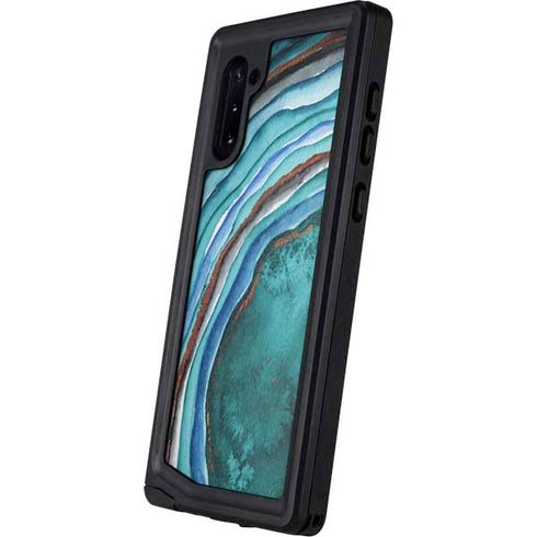 Turquoise Watercolor Geode Galaxy Note 10 Waterproof Case