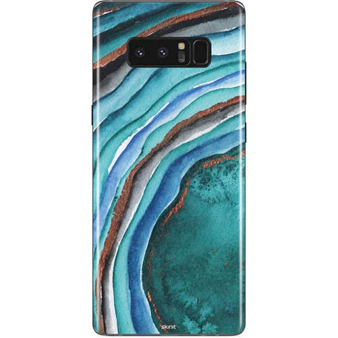 Turquoise Watercolor Geode Galaxy Note 8 Skin