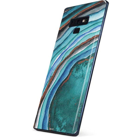 Turquoise Watercolor Geode Galaxy Note 9 Skin