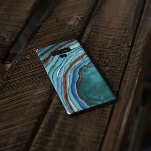 Turquoise Watercolor Geode Galaxy Note 9 Skin