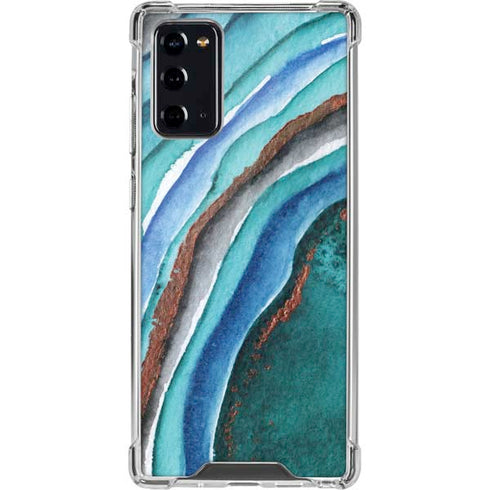 Turquoise Watercolor Geode Galaxy Note20 5G Clear Case