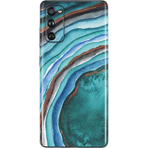 Turquoise Watercolor Geode Galaxy S20 Fan Edition Skin
