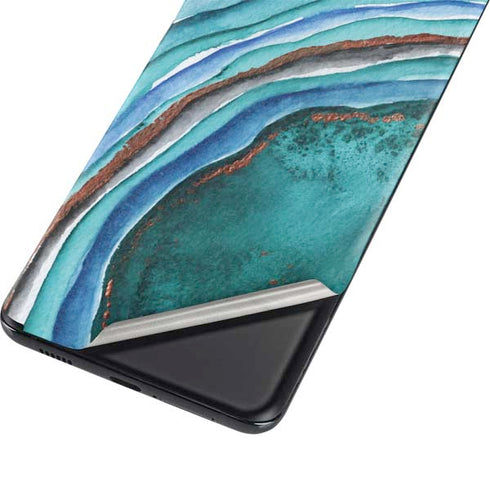 Turquoise Watercolor Geode Galaxy S21 5G Skin