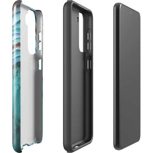 Turquoise Watercolor Geode Galaxy S21 FE Pro Case