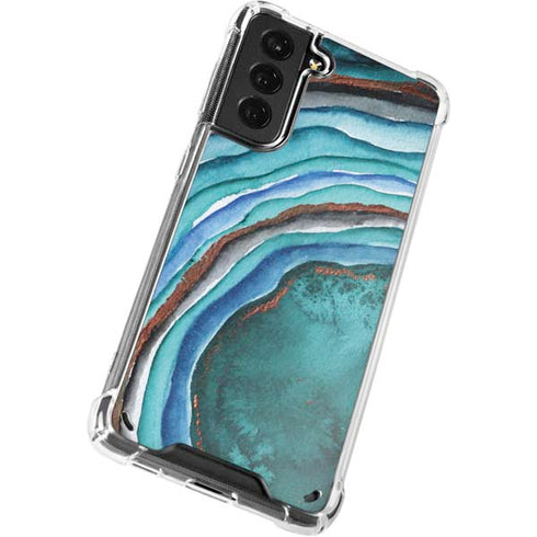 Turquoise Watercolor Geode Galaxy S21 Plus 5G Clear Case