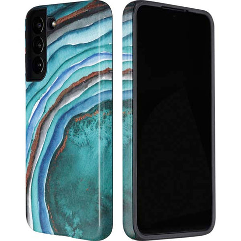 Turquoise Watercolor Geode Galaxy S22 Plus Pro Case