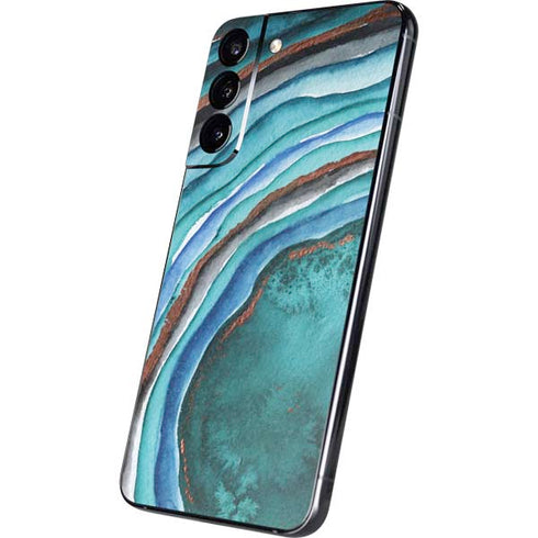 Turquoise Watercolor Geode Galaxy S22 Plus Skin
