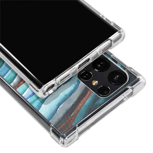 Turquoise Watercolor Geode Galaxy S22 Ultra Clear Case