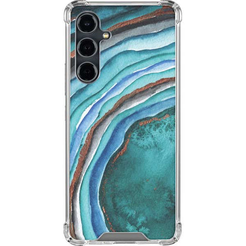 Turquoise Watercolor Geode Galaxy S23 FE Clear Case