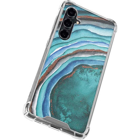 Turquoise Watercolor Geode Galaxy S23 FE Clear Case