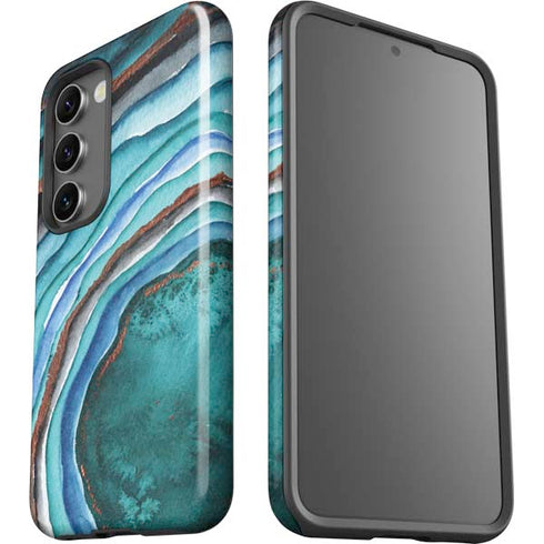 Turquoise Watercolor Geode Galaxy S23 Plus Pro Case