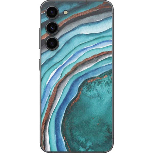 Turquoise Watercolor Geode Galaxy S23 Plus Skin