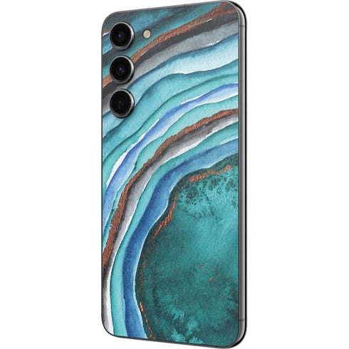 Turquoise Watercolor Geode Galaxy S23 Plus Skin